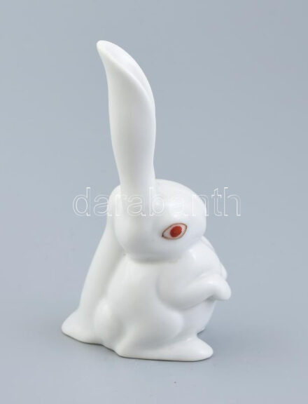Herendi porcelán nyuszi, kézzel festett, jelzett, hibátlan, m: 10 cm
