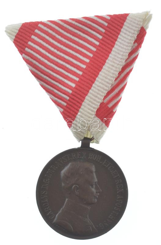 1917. 'Károly Bronz Vitézségi Érem' bronz kitüntetés modern mellszalagon. Szign.: Kautsch T:1- Hungary 1917. 'Bronze Gallantry Meda' bronze decoration on modern ribbon. Sign.: Kautsch C:AU NMK 310