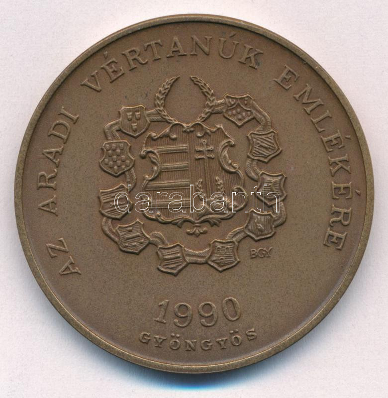 Bognár György (1944-) 1990. 'Gyöngyös - Aradi Vértanúk / Kazinczy Lajos' kétoldalas bronz emlékérem (42,5mm) T:1- Adamo GS9