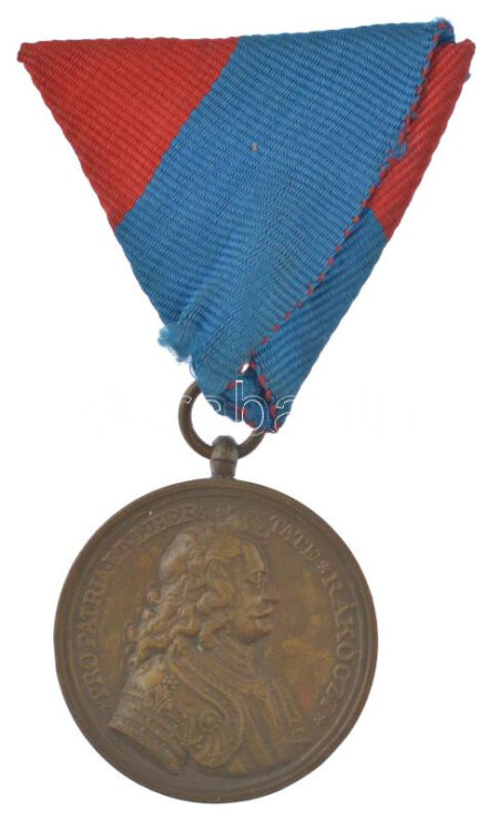 1938. 'Felvidéki Emlékérem, II. Rákóczi Ferenc' bronz kitüntetés mellszalagon T:1- patina Hungary 1938. 'Upper Hungary Medal, Francis II Rákóczi' bronze decoration on ribbon C:AU patina NMK 427.