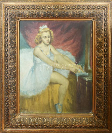 Bánáty jelzéssel: Balerina. Olaj, vászon. Dekoratív, sérült fakeretben. 70x56,5 cm