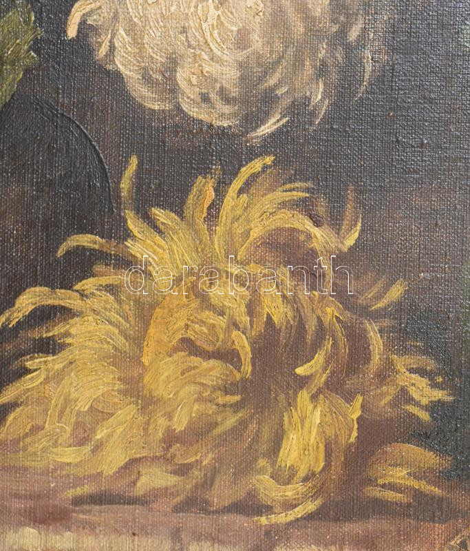 ifj. Czene Béla (1911-1999): Csendélet. Olaj, vászon. Jelezve balra lent. Dekoratív, sérült fakeretben. 61x106 cm. KIZÁRÓLAG SZEMÉLYES ÁTVÉTEL, NEM POSTÁZZUK! / ONLY PERSONAL COLLECTION AT OUR OFFICE! - Image 4