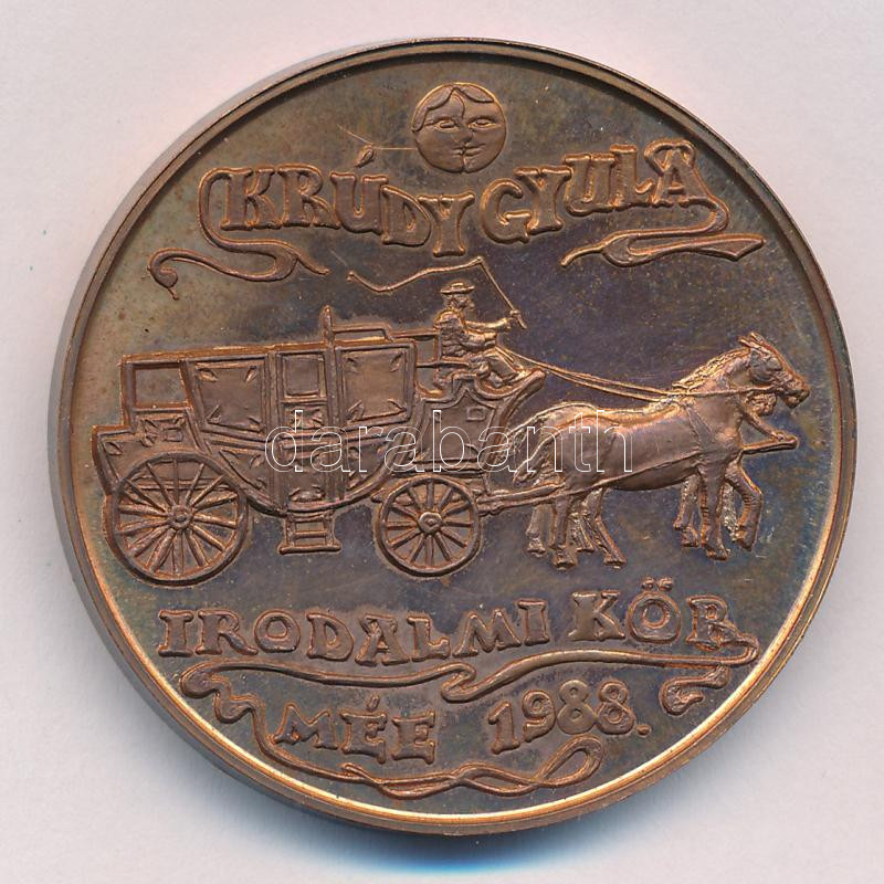 Rajki László (1939-) 1988. 'Krúdy Gyula / Irodalmi Kör MÉE 1988' bronz emlékérem (42,5mm) T:1 Adamo BP24 - Image 2