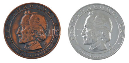 Kákonyi István (1917-1993) 1982. 'Budapesti Műszaki Egyetem / Vásárhelyi Pál' 2xklf kétoldalas bronz és ezüstözött bronz emlékérem (40mm) T:1