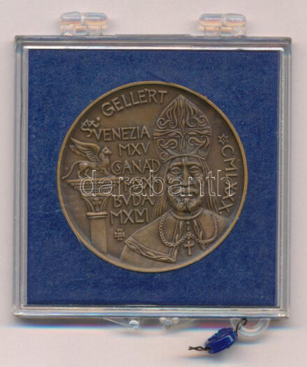 1980. 'Szent Gellért / Szeged MDCCCLXXX - Árvízi fogadalom MCMLXXX' kétoldalas bronz emlékérem, eredeti, sérült, plombált 'ÁPV' tokban (42,5mm) T:1-
