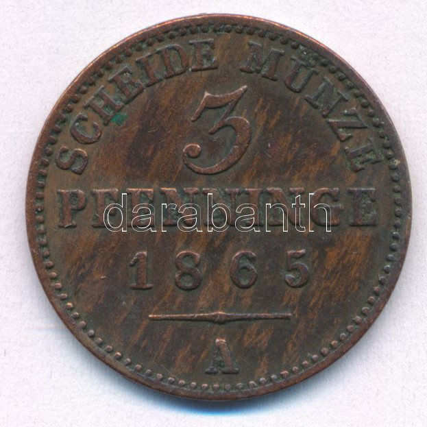 Német Államok / Poroszország 1865A 3pf Cu T:2 German States / Prussia 1865A 3 Pfennig Cu C:XF Krause KM# 482