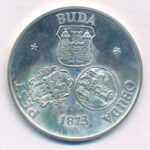 Csucs Viktória (1934-1993) 1973. 'Pest - Buda - Óbuda - 1873 / Budapest 1973 - Pro memor urbe centen' ezüstözött bronz emlékérem (42,5mm) T:1-,2 kis patina
