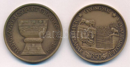 Bognár György (1944-) 1982. '650 éves Gyöngyös' bronz emlékérem (42,5mm) + 1984. 'MÉE XIV. Vándorgyűlése Gyöngyös / Gyöngyös alapításának 650. évfordulója' bronz emlékérem (42,5mm) T:1,1- Adamo GS1, GS2
