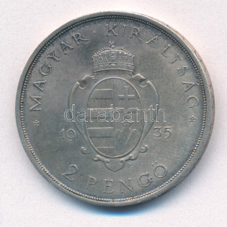 1935. 2P Ag 'Pázmány' T:1- kis patina Adamo P7.1 - Image 2