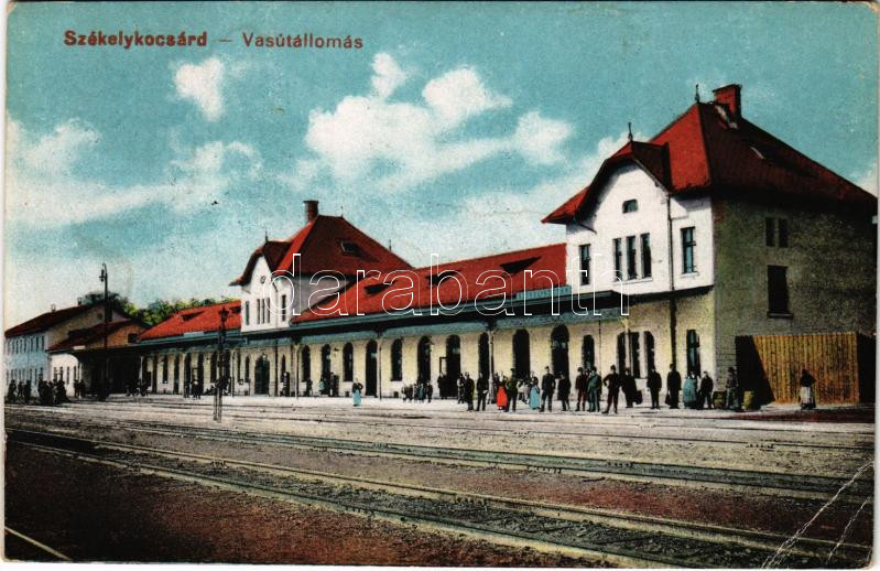 Székelykocsárd, Kocsárd, Lunca Muresului; vasútállomás. Vasúti levelezőlapárusítás 5026. / railway station (EK)