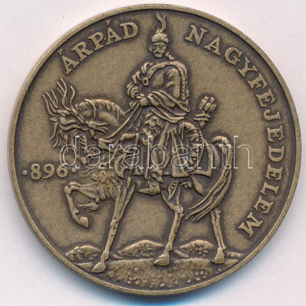 Lebó Ferenc (1960-) 1996. 'A Honfoglalás emlékére 896-1896 / Árpád nagyfejedelem' kétoldalas bronz emlékérem (42,5mm) T:1,1-