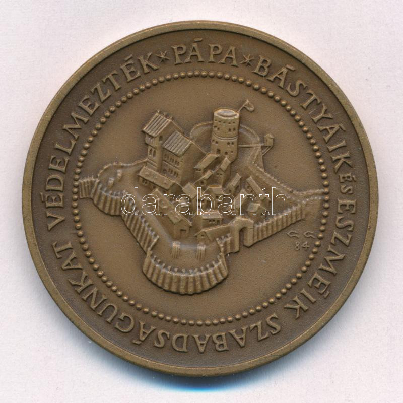 Gáti Gábor (1937-) 1984. 'MÉE Pápa / Vak Bottyán' bronz emlékérem (42,5mm) T:1 Adamo PP2