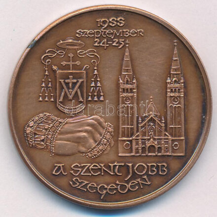 Fritz Mihály (1947- ) 1988. 'A Szent Jobb Szegeden' Br emlékérem (42,5mm) T:1,1- Adamo SG22