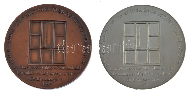 Lapis András (1942-) 1988. 'MÉE Kiskőrösi Csoportja / Petőfi útja sorozat III. - Útkeresés' bronz emlékérem (42,5mm) + Ag emlékérem (35,68g/835/42,5mm) T:1,1- (PP) ujjlenyomat - Image 2