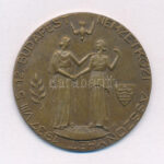Merényi J. Gina (1894-1954) 1937. 'Nemzetközi Asszonyhét - Budapest' egyoldalas bronz emlékérem (35mm) T:1- patina