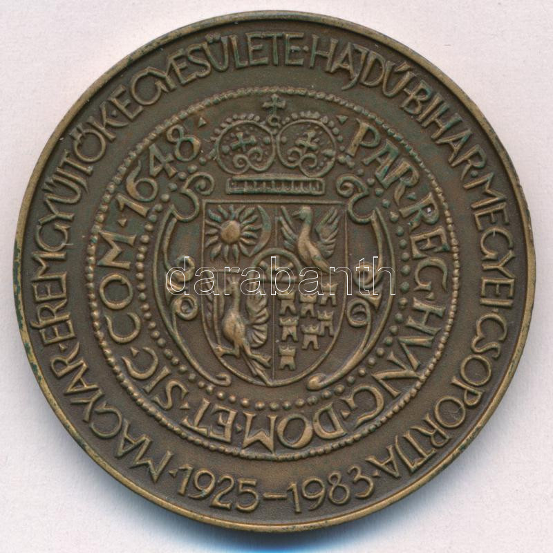 Tóth Sándor (1933-) 1987. 'MÉE Hajdú-Bihar Megyei szervezete / Rákóczi György' bronz emlékérem (42,5mm) T:1,1- Adamo DE10