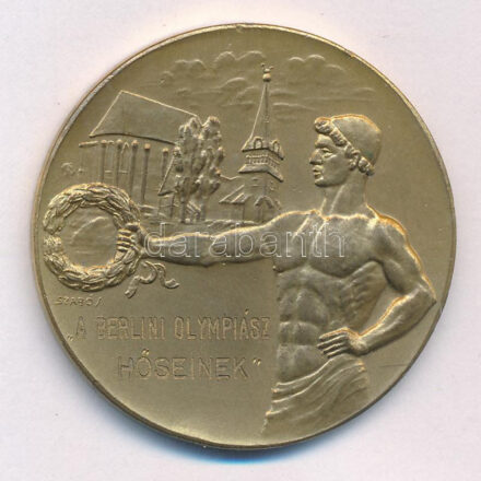 1936. 'A berlini olympiász hőseinek / Miskolc' kétoldalas aranyozott bronz emlékérem (40mm) T:1- kis ph.