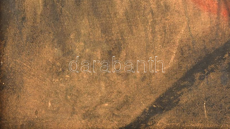 Ember János, működött a XX. sz. első felében-közepén: Expresszív női portré. Vegyes technika, karton. Jelezve balra lent (?). Foltos, vetemedett. Hátoldalán MNG kiviteli engedély pecséttel. Dekoratív fakeretben. 55x43 cm. - Image 2