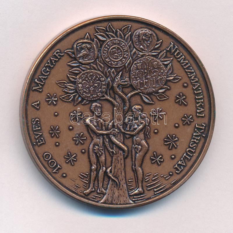 Lebó Ferenc (1960-) 2001. 'MÉE - 1000 éves a magyar pénzverés / 100 éves a Magyar Numizmatikai Társulat' kétoldalas bronz emlékérem (42,5mm) T:1,1- Adamo BP52 - Image 2