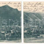1893 (Vorläufer) Brassó, Kronstadt, Brasov; Gabony & Comp. Hajtásnál kettészakadt panorámalap / panoramacard bent til totally broken