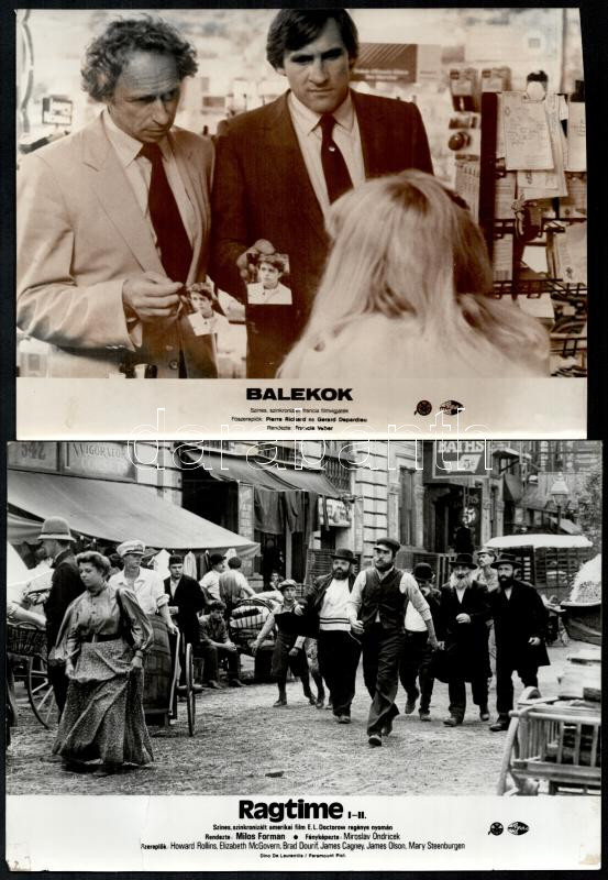 cca 1989 előtt készült filmekből egy-egy jelenet, 33 db vintage produkciós filmfotó, ezüst zselatinos fotópapíron, valamennyi kép hibás (elszíneződés, szakadás, hajtásnyom), 18x24 cm