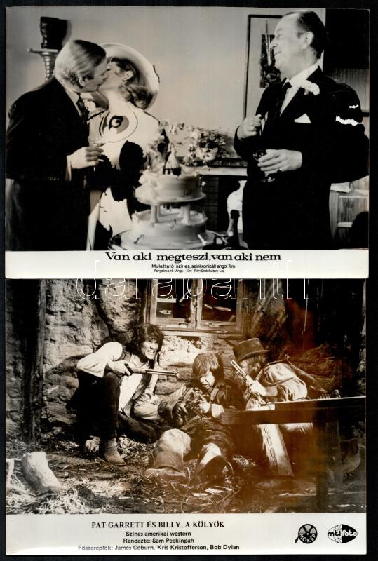 cca 1989 előtt készült filmekből egy-egy jelenet, 33 db vintage produkciós filmfotó, ezüst zselatinos fotópapíron, valamennyi kép hibás (elszíneződés, szakadás, hajtásnyom), 18x24 cm - Image 2