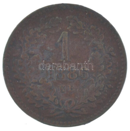 1886KB 1kr Cu 'Középcímer' T:2 patina Adamo M4.1