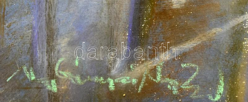 Nagybányai Nagy Zoltán (1904-1981): Téli táj (Újpest?). Pasztell, papír, jelzett. Üveg mögött. 42,5x58 cm - Image 2