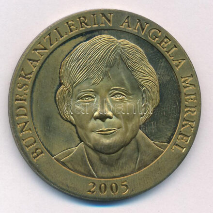 Németország 2005. 'Angela Merkel' kétoldalas bronz emlékérem (40mm) T:1- patina Germany 2005. 'Angela Merkel' two-sided bronze commemorative medallion (40mm) C:AU patina