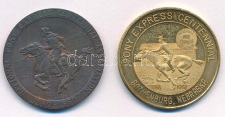 Amerikai Egyesült Államok 1960. '100 éves a Nemzeti Póni Express Társaság 1860-1960' kétoldalas bronz emlékérem (2xklf) (33mm) T:1- patina USA 1960. 'National Pony Express Centenial Association 1860-1960' two sided bronze medallion