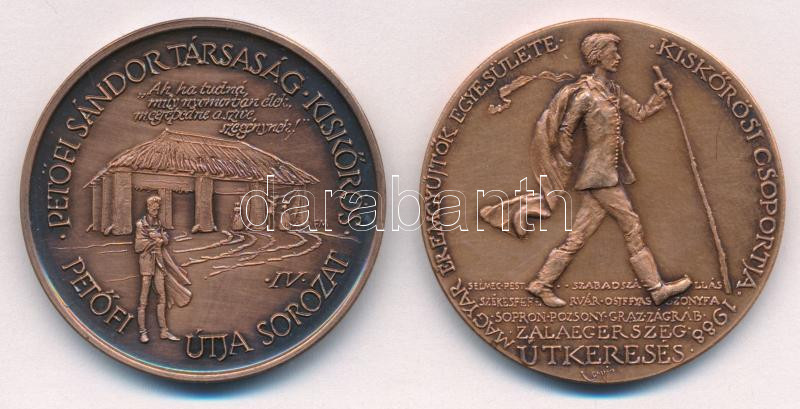 Lapis András (1942-) 1988. 'Petőfi útja sorozat III. / Magyar Éremgyűjtők Egyesülete kiskőrösi csoportja 1990' Br emlékérem (42,5mm) + Fritz Mihály (1947-) 1989. 'Petőfi útja sorozat IV. / Magyar Éremgyűjtők Egyesülete kiskőrösi