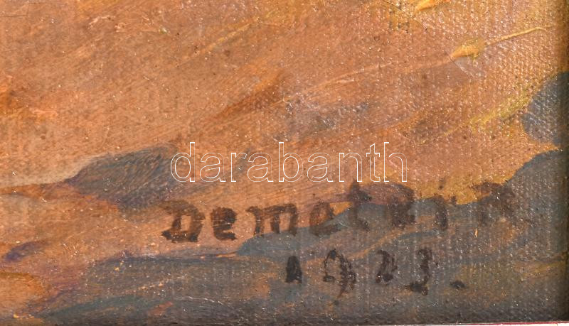 Demeter Róbert (1876-1930), erdélyi festő: Bocik, 1923. Olaj, vászon, jelzett, 32×44 cm, dekoratív fakeretben. - Image 2