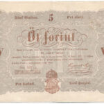 1848. 5Ft 'Kossuth bankó' barna nyomat 'AH :g. 10575' T:III folt, ragasztónyom a sarkaknál Adamo G109A