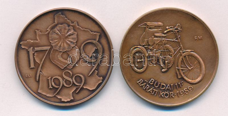 Fritz Mihály (1947-) 1989. 'Liberté Égalité Fraternité / 1789 a francia szabadságharc 200. évfordulója' bronz emlékérem (42mm) + Fritz Mihály (1947-) 1989. 'MÉE Szeged - Budai Baráti Kör / Csonka János' bronz emlékérem (42,5mm) - Image 2