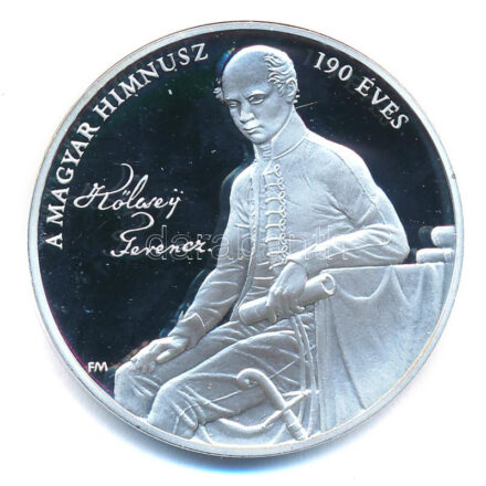 Fritz Mihály (1947-) 2013. 'A Magyar Himnusz 190 éves / Kölcsey Ferenc' ezüstözött fém emlékérem (40mm) T:PP