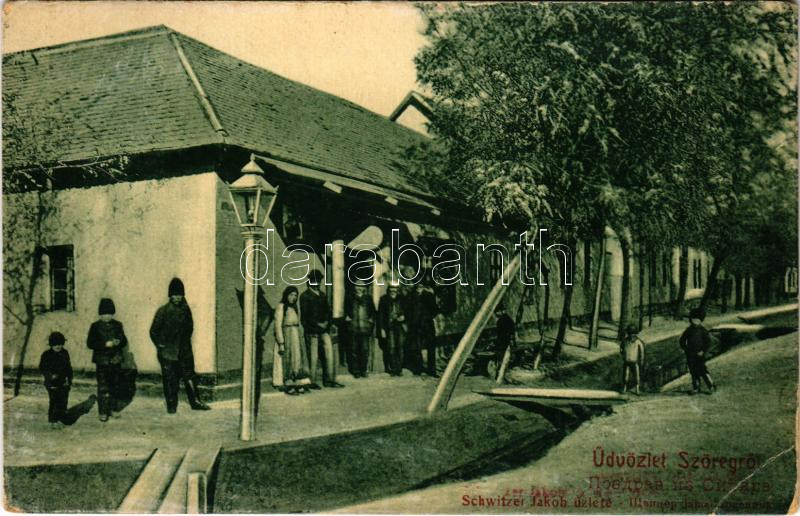1913 Szőreg (Szeged), Schwitzer Jakob üzlete és saját kiadása. W.L. Bp. 6026. (EK)