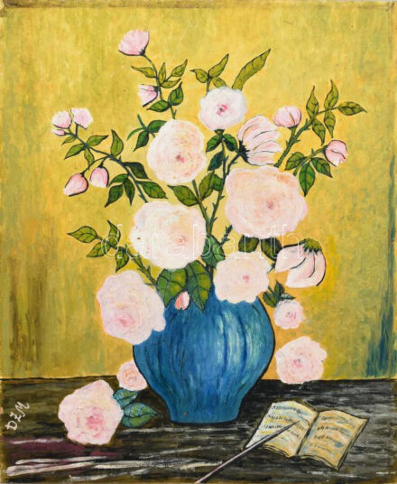 DZM jelzéssel: Rózsák. Olaj, farost.: 55x45 cm.