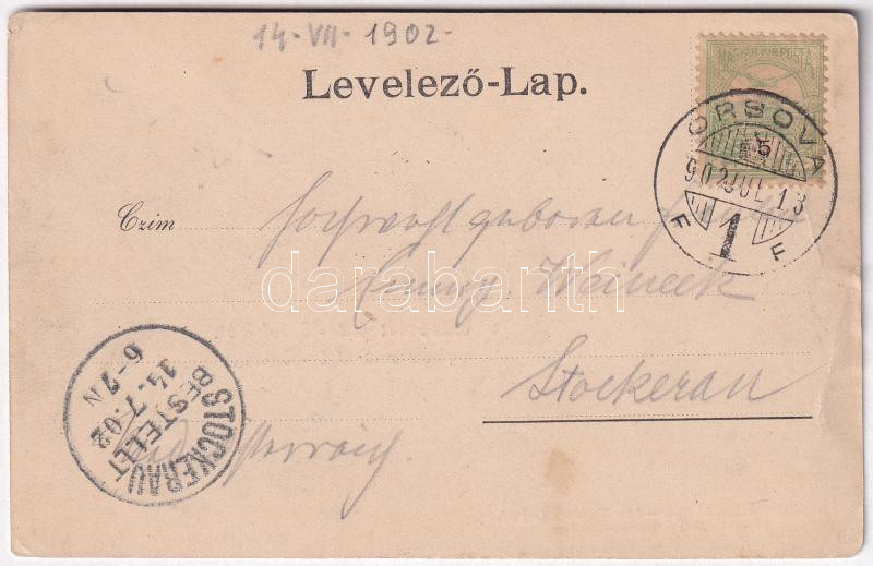 1902 Ada Kaleh, Bégo Mustafa a ki 1848-ban Kossuth Lajost kis csónakkal a Dunán átvitte, Török bazár. Mehemet Fehmi kiadása / Turkish man who helped Lajos Kossuth in 1848, Turkish bazaar, shop. Art Nouveau, floral (EB) - Image 2