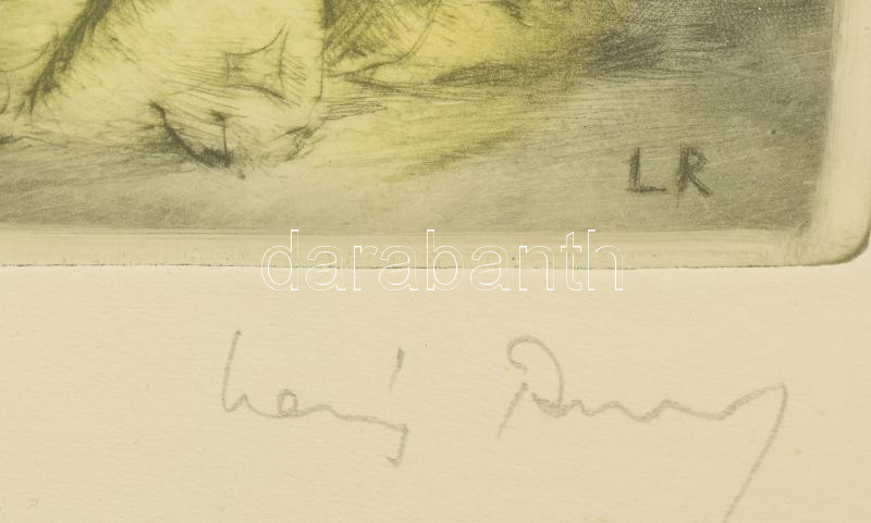 Láng Rudolf (1904-1991): Leonóra. Színes rézkarc, papír. Jelzett. Üvegezett fakeretben. 19,5×14 cm - Image 2