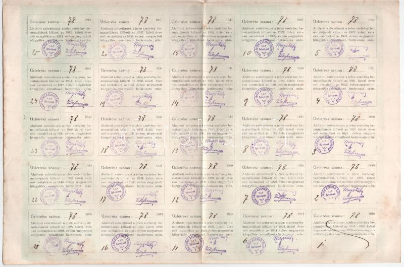 Tata 1918. Tatai Járási Központi Szeszfőző Szövetkezet üzletrésze 100K-ról, szelvényekkel (3x) T:II- folt, kis szakadás - Image 4