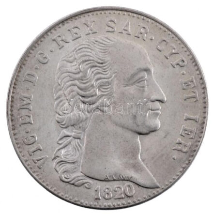 Olasz Államok / Szardíniai Királyság 1820. 5L 'I. Viktor Emanuel' peremen 'FERT' jelzéssel, utánveret (22,91g) T:2 Italian States / Kingdom of Sardinia 1820. 5 Lire 'Vittorio Emanuele I' with 'FERT' lettering on edge, restrike (22,91g)