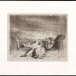Zichy Mihály (1827-1906): Erotikus jelenet. Cinkográfia, paszpartuban, 14×18 cm