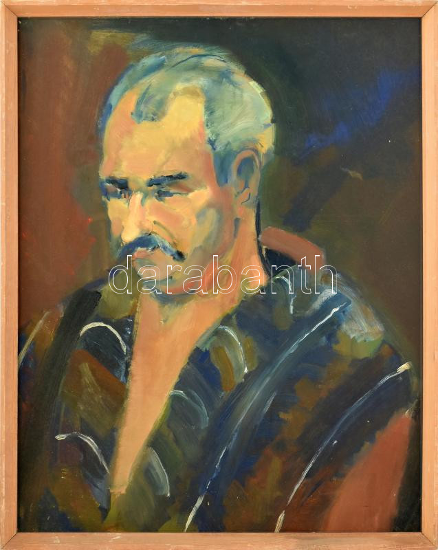 Jelzés nélkül: Portré. Olaj, farost, fakeretben, 62x50 cm