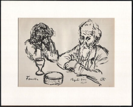 Rippl-Rónai József (1861-1927): Fenella és Rippl bácsi. Cinkográfia, papír, jelzett a cinkográfián, paszpartuban, 16x22 cm