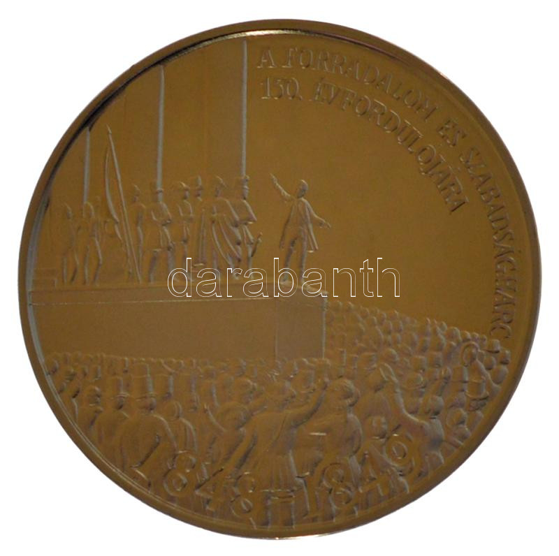 1998. '1848-1849 A forradalom és szabadságharc 150. évfordulójára' kétoldalas Ag emlékérem kopottas dísztokban, sorszámozott tanúsítvánnyal '000127' (31,1g/0.925/42,5mm) T:PP - Image 2