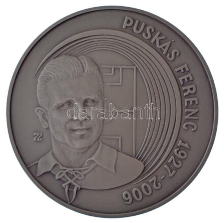 Rónay Attila (1971-) 2007. 'Puskás Ferenc 1927-2006' patinázott Ag emlékérem kopottas dísztokban (15,64g/0.999/42,5mm) T:PP