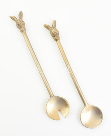 Nyúlfejes salátakiszedő, 2 db, fém, jelzés nélkül, h: 25,5 cm