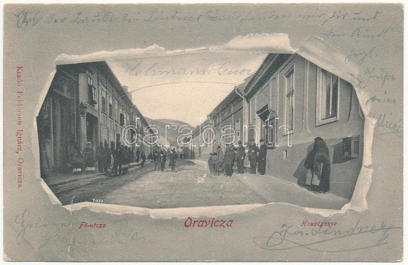 1902 Oravica, Oravita; Fő utca. Feldmann Ignác kiadása / Hauptgasse / main street. Art Nouveau (r)