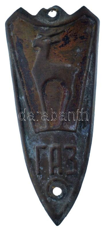 Szovjetunió DN 'GAZ' kerékpár vázra szerelhető fém jelvény (26x60mm) T:2- Soviet Union ND 'GAZ' metal badge that can be mounted on a bicycle frame (26x60mm) C:VF