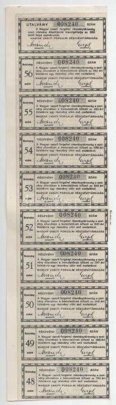 Budapest 1897. 'Magyar Vasuti Forgalmi Részvénytársaság' részvénye 200K-ról, szelvényekkel, bélyegzésekkel, osztrák okmánybélyeggel T:III szakadás - Image 2